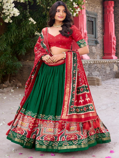 ES Tussar Silk (Stitched) Lehenga, Blouse & Dupatta
