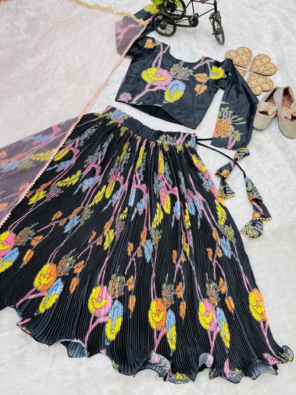 ES New Designer Kids Lehenga Choli Set Chino Silk– Ready to Wear Collection