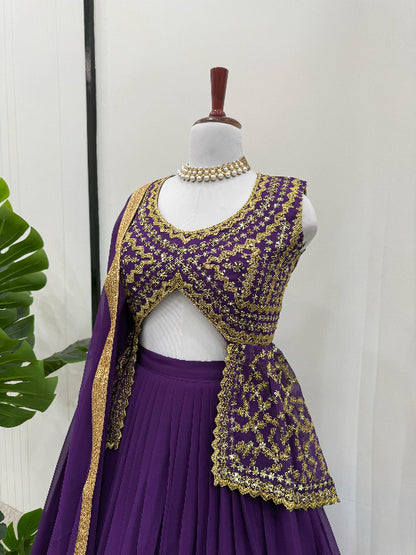 ES Faux Georgette Lehenga Set  with fully Stitched Blouse & Dupatta