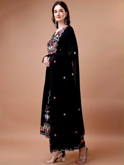 YNF Elegant 3-Piece Floral Embroidered Kurta Set for Festive Wear