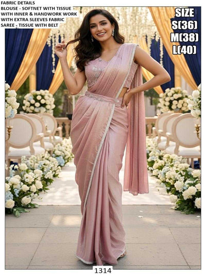 YNF Ready-To-Wear Premium Lycra Designer Saree with Elegant Handwork