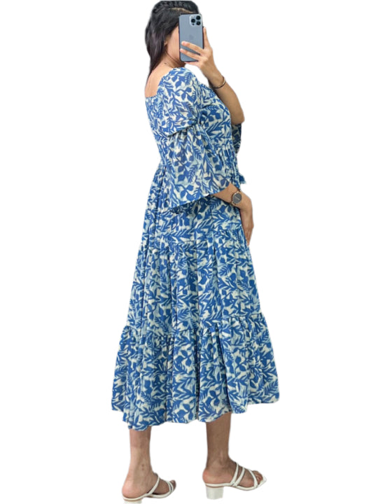 ES Women Georgette Multicolor Floral Printed Frock