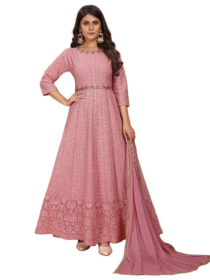 MV Premium Fox Georgette With Heavy Embroidery Work Gown & Dupatta