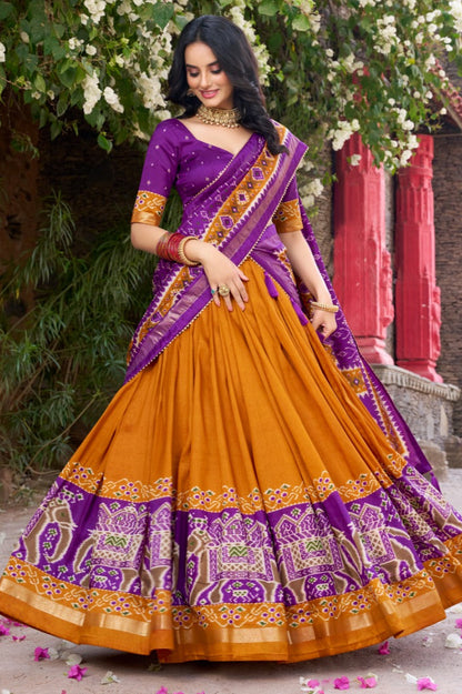ES Tussar Silk (Stitched) Lehenga, Blouse & Dupatta