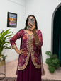 ES Women Faux Georgette Bandhani Koti-Lehenga 3 piece suit set