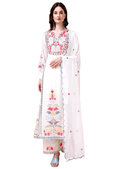 YNF Elegant 3-Piece Floral Embroidered Kurta Set for Festive Wear