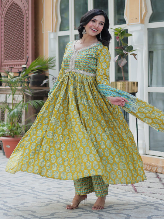 ES Pure Cotton Premium Readymade Kurtis with Pant & Dupatta Set