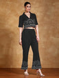 KF Thread Embroidered Crop Shirt with Flared Palazzo