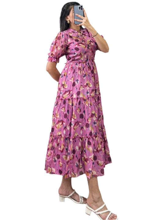 ES Women Tabby Silk Floral Printed Frock