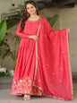 ES Designer Gown Chinnon Fabric With Embroidery, Zari & Sequin Work