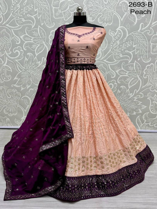 ES Soft Georgette Partywear Lehenga Choli With Sequin and cotton thread