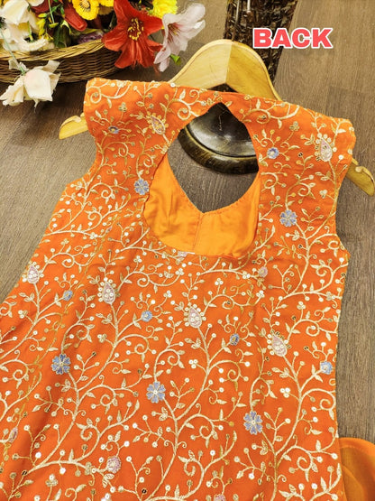 RE Designer Georgette Sharara Set with Heavy Sequence Embroidery – Fully Stitched