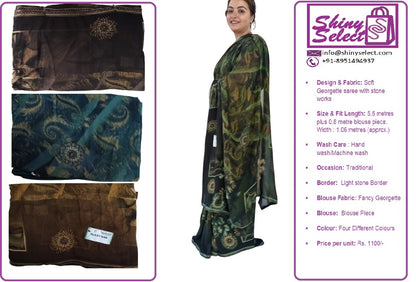 ShinySelect Soft & comfortable Georgette saree with light stone work