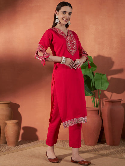 ICF Roman Viscose Embroidered Suit Set with Soft Mull Cotton Dupatta