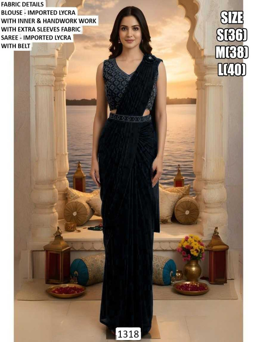 YNF Ready-To-Wear Premium Lycra Designer Saree with Elegant Handwork