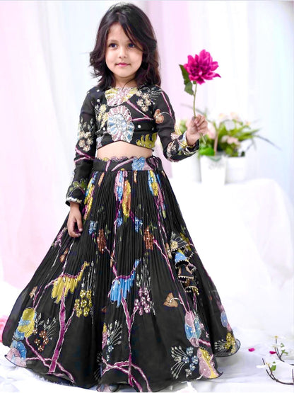 ES New Designer Kids Lehenga Choli Set Chino Silk– Ready to Wear Collection