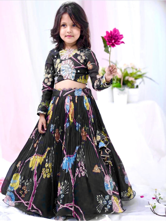 ES New Designer Kids Lehenga Choli Set Chino Silk– Ready to Wear Collection
