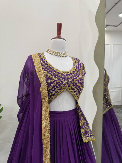 ES Faux Georgette Lehenga Set  with fully Stitched Blouse & Dupatta