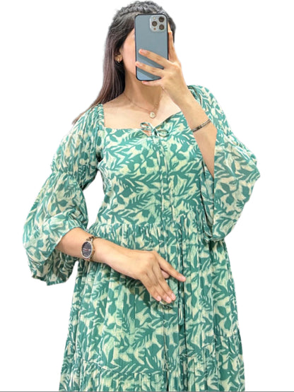 ES Women Georgette Multicolor Floral Printed Frock