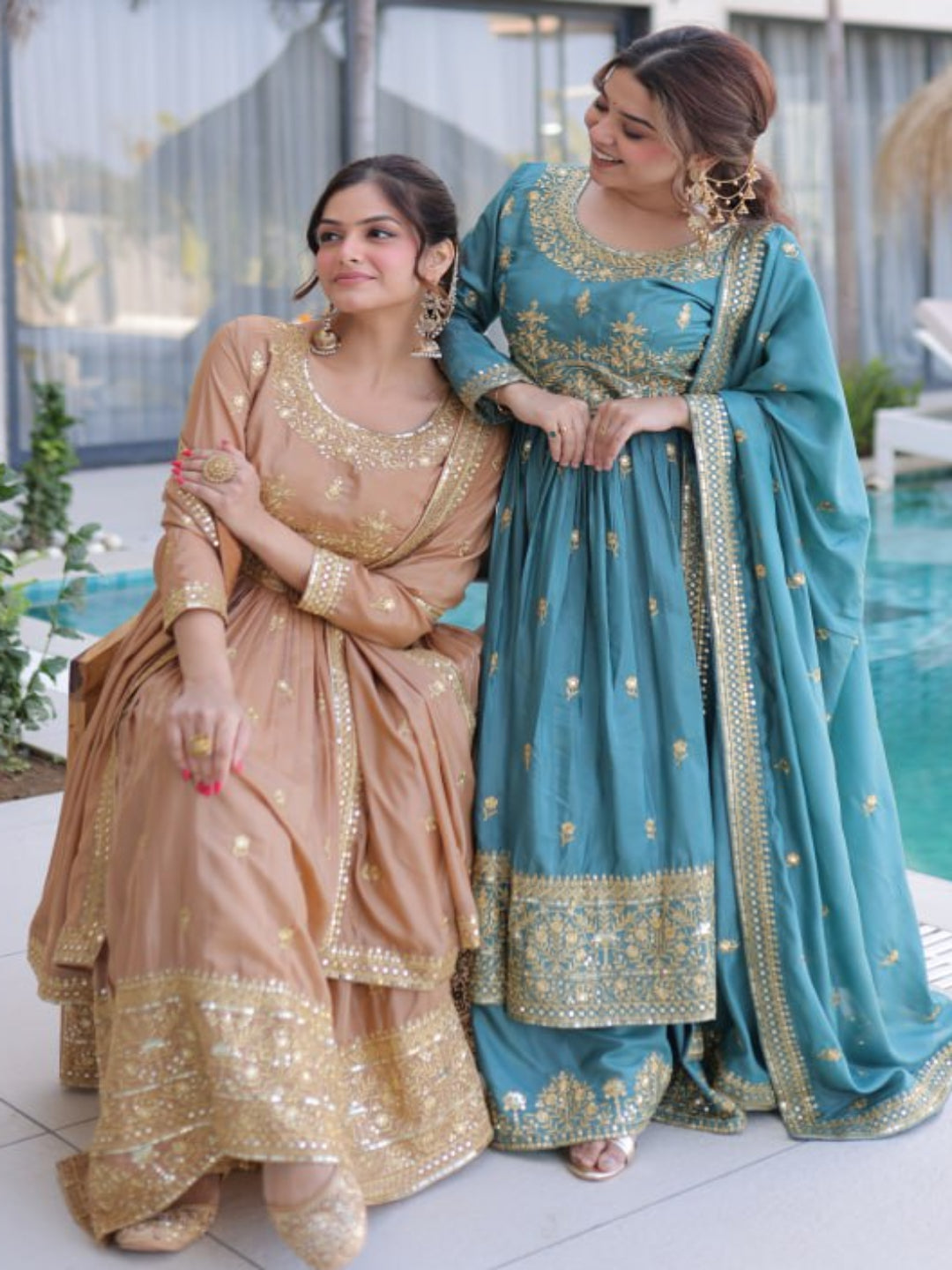 ER Heavy Party Wear Super Silk Sharara Suit with Embroidered Dupatta