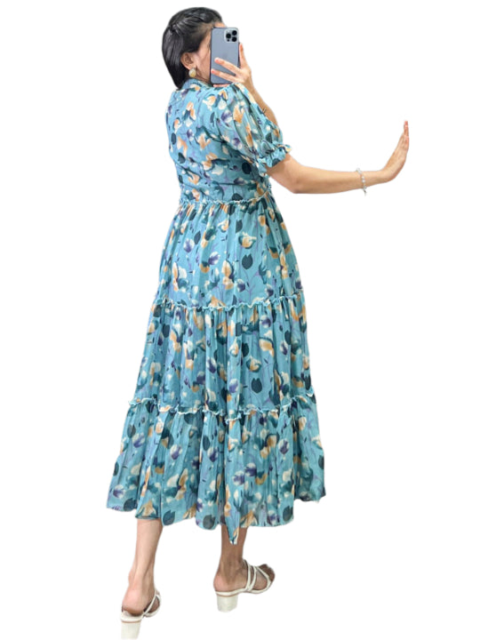 ES Women Tabby Silk Floral Printed Frock