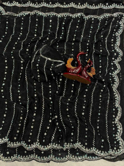 YNF Gorgeous Soft Space Silk Saree with Intricate Beads & Sequence Work