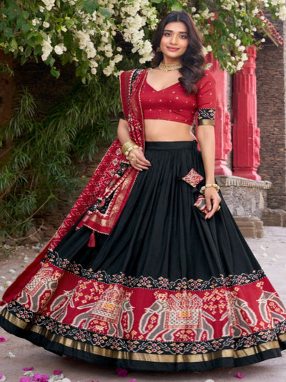 ES Tussar Silk (Stitched) Lehenga, Blouse & Dupatta