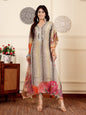 KF Colored Pure Silk Gotta And Mirror Embellished Kaftan With Tulip Pants