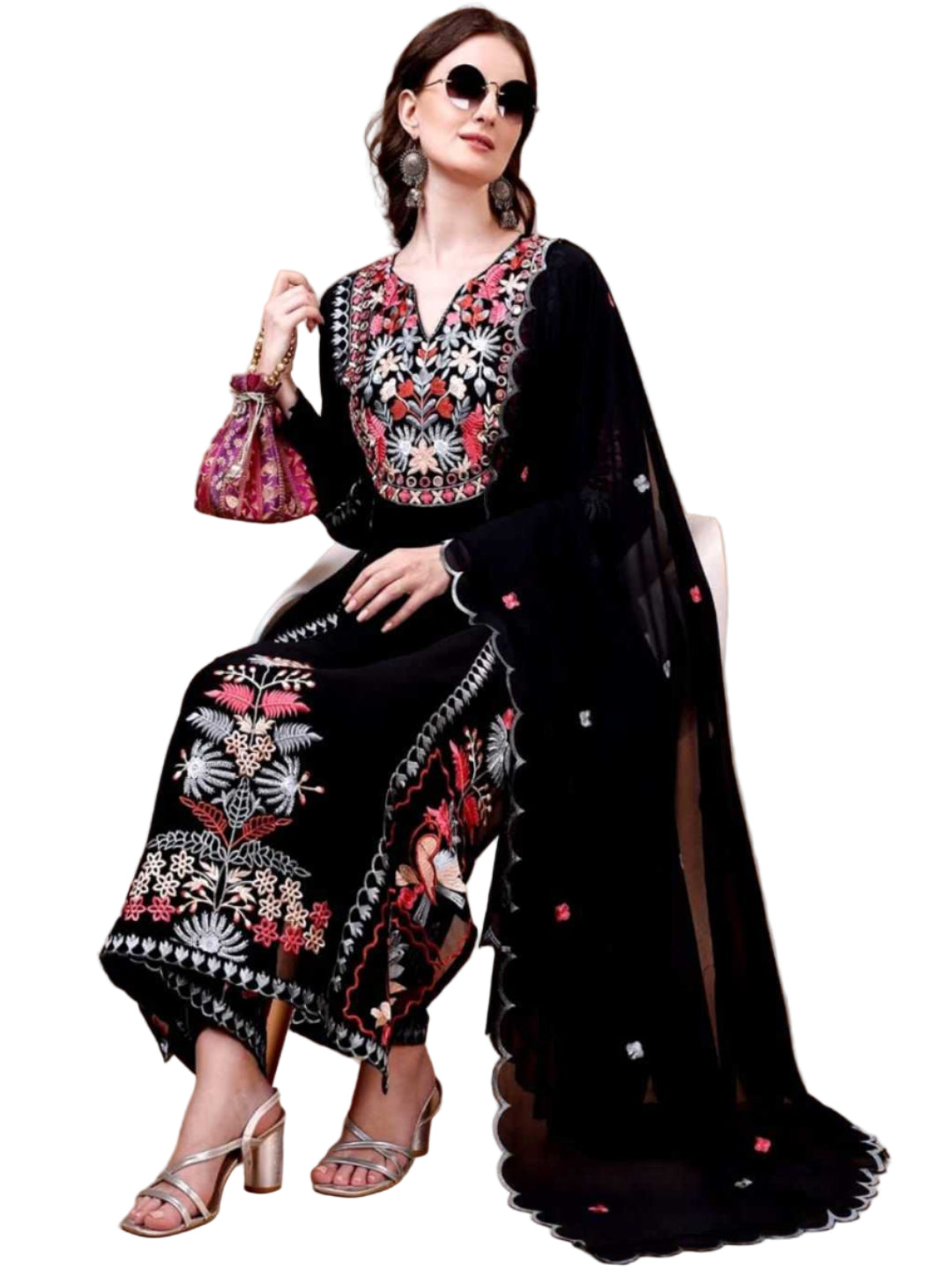 YNF Elegant 3-Piece Floral Embroidered Kurta Set for Festive Wear