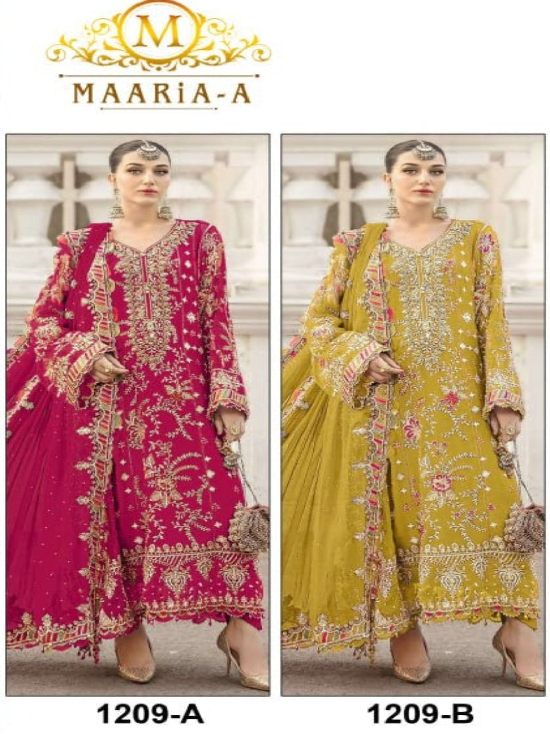 Women’s Chiffon Sequence Work Suit (XS to 5XL) with Khatli Neck Embroidery - RE