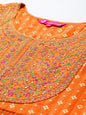 KF Mirror and Thread Embroidered, Zari Embellished Anarkali Kurta With Printed Bottom and Embroidered Dupatta