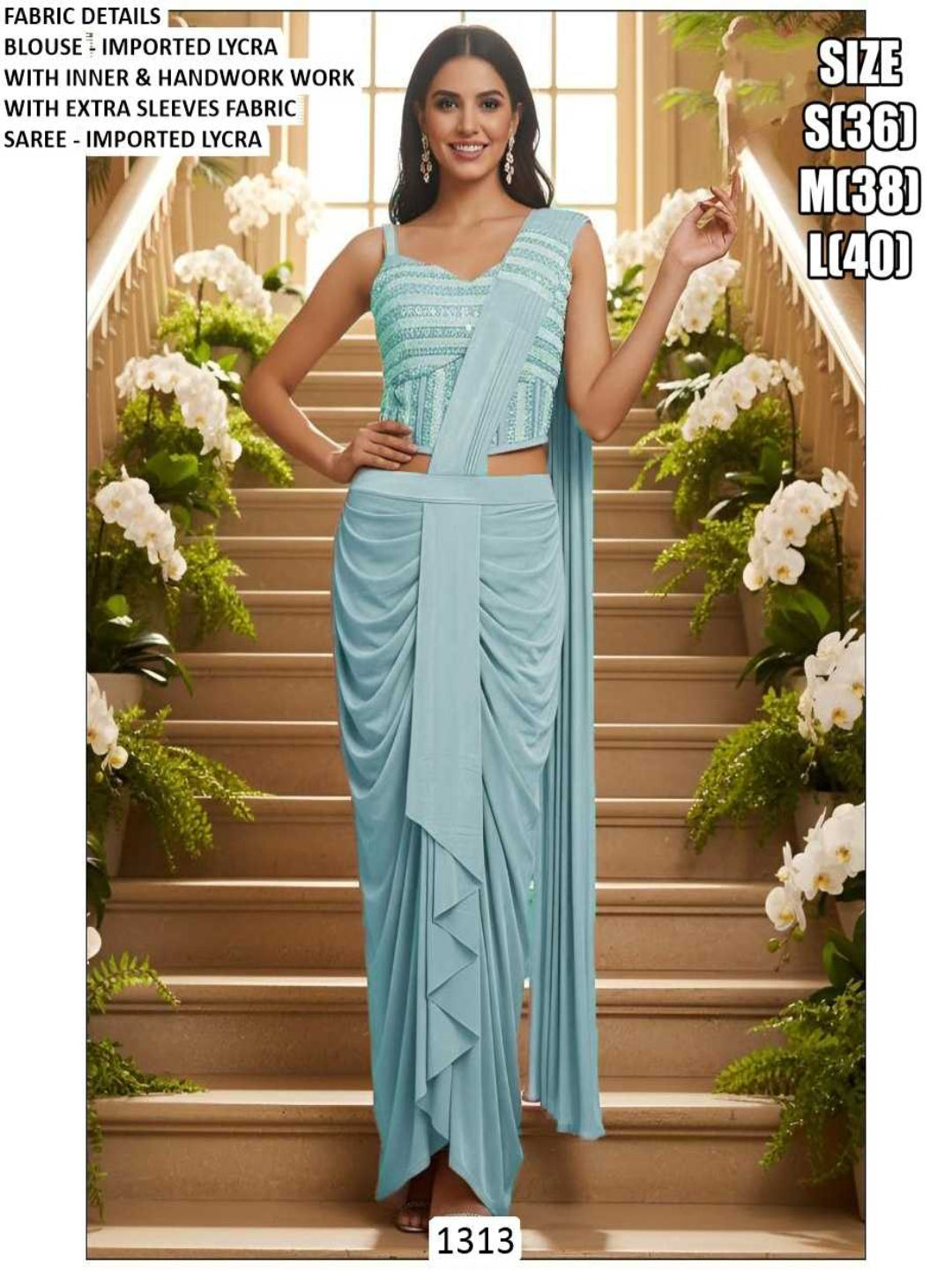 YNF Ready-To-Wear Premium Lycra Designer Saree with Elegant Handwork