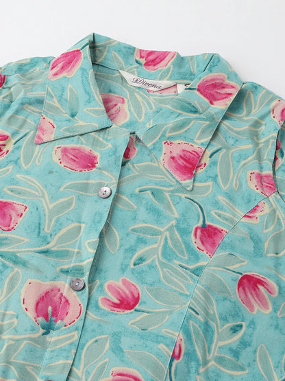 Divena Floral Print Rayon A-Line Midi Dress with attached Sleeves