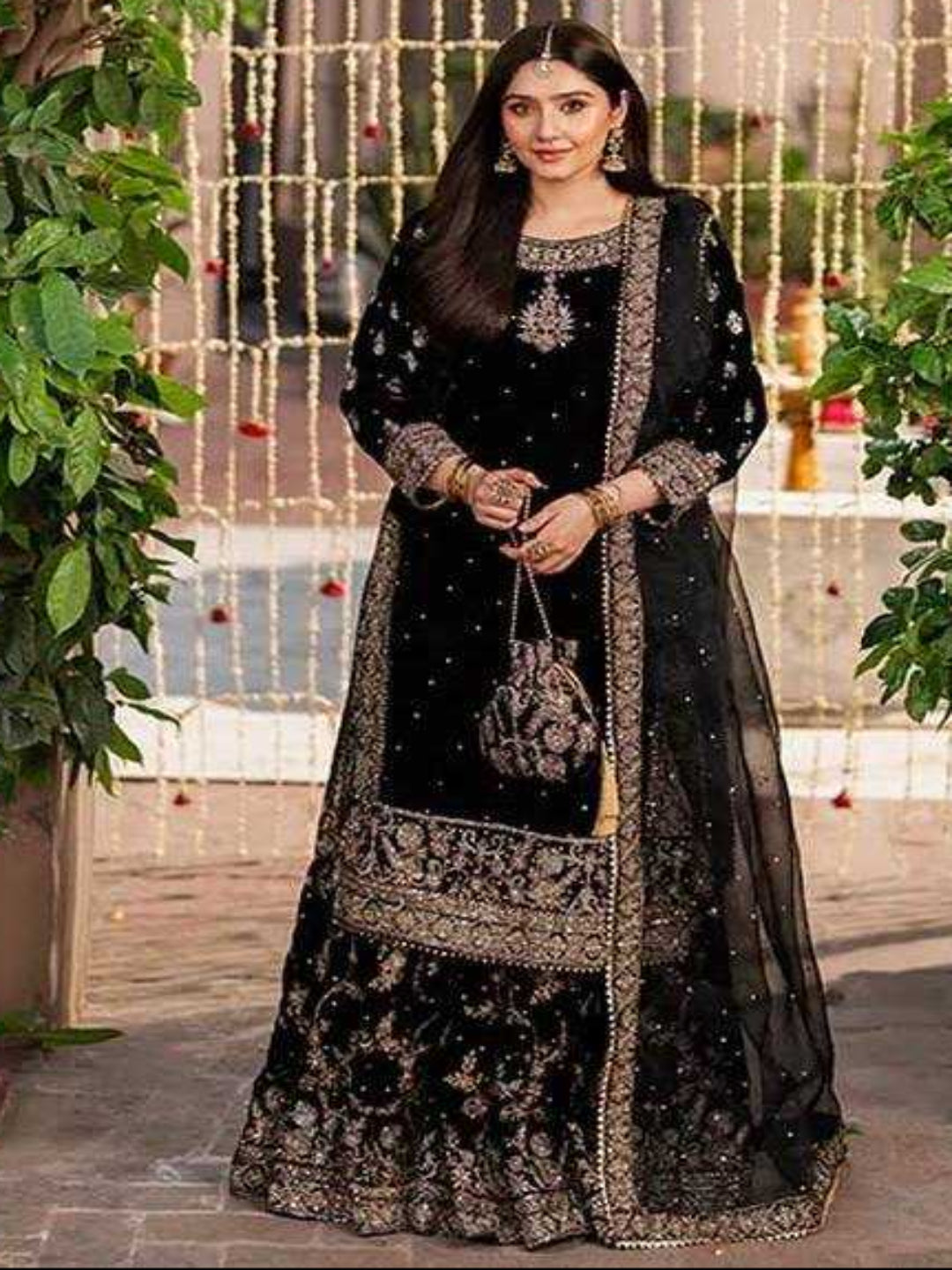 SS Exclusive Premium Velvet Sharara Set with Heavy Handcrafted Dupatta