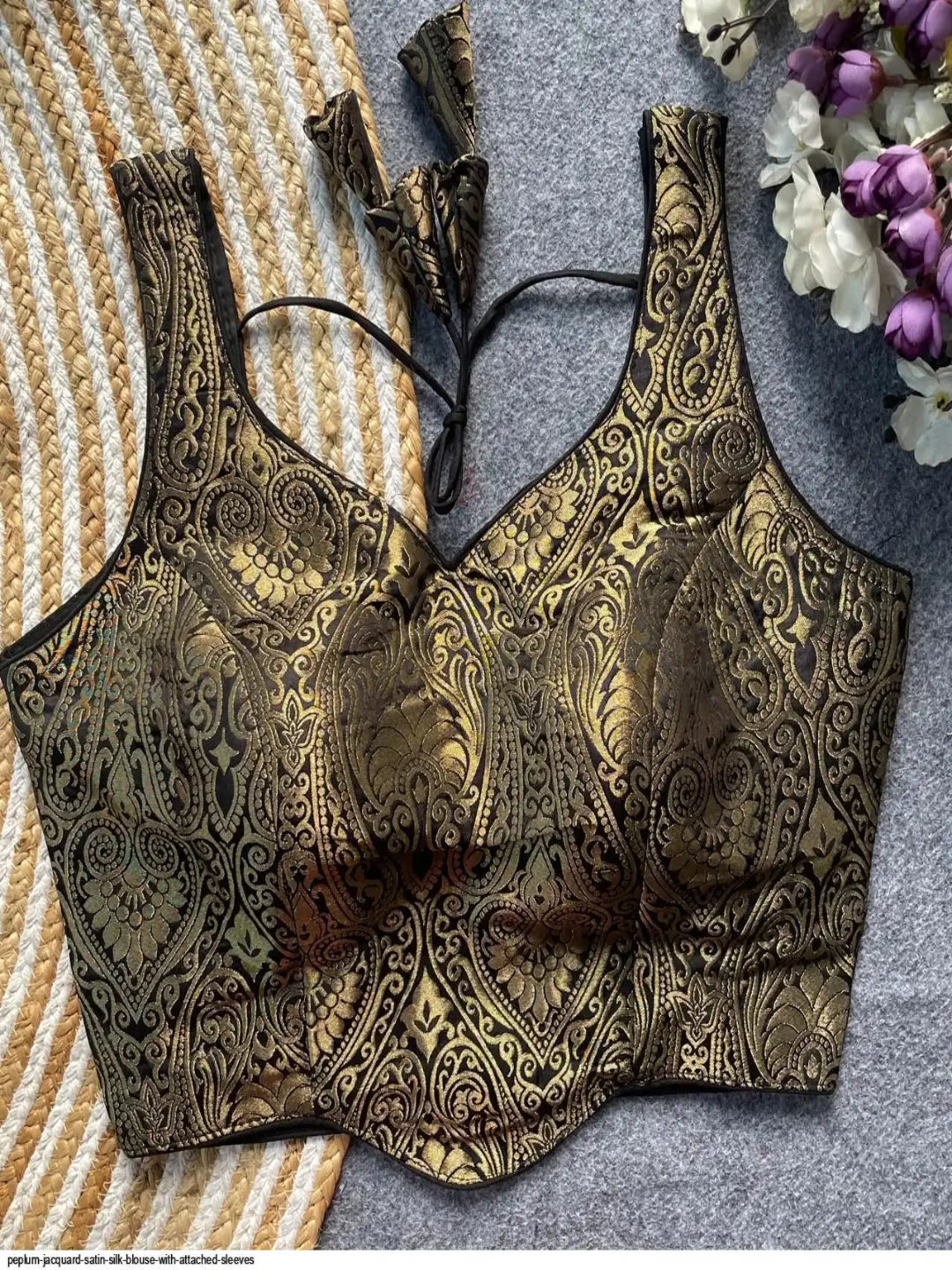 WT Premium Satin Silk Jacquard Designer Blouse in 12 Diff Colors