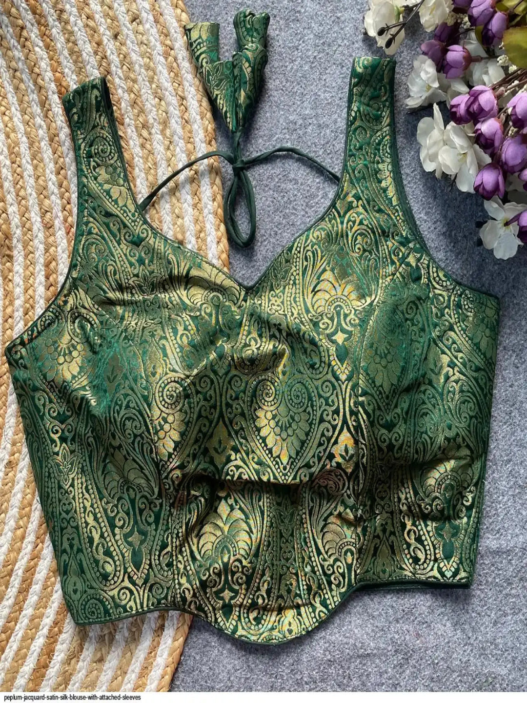 WT Premium Satin Silk Jacquard Designer Blouse in 12 Diff Colors