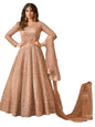 YNF Designer Net Semi-Stitched Anarkali Suit with Heavy Sequence Coding Embroidery