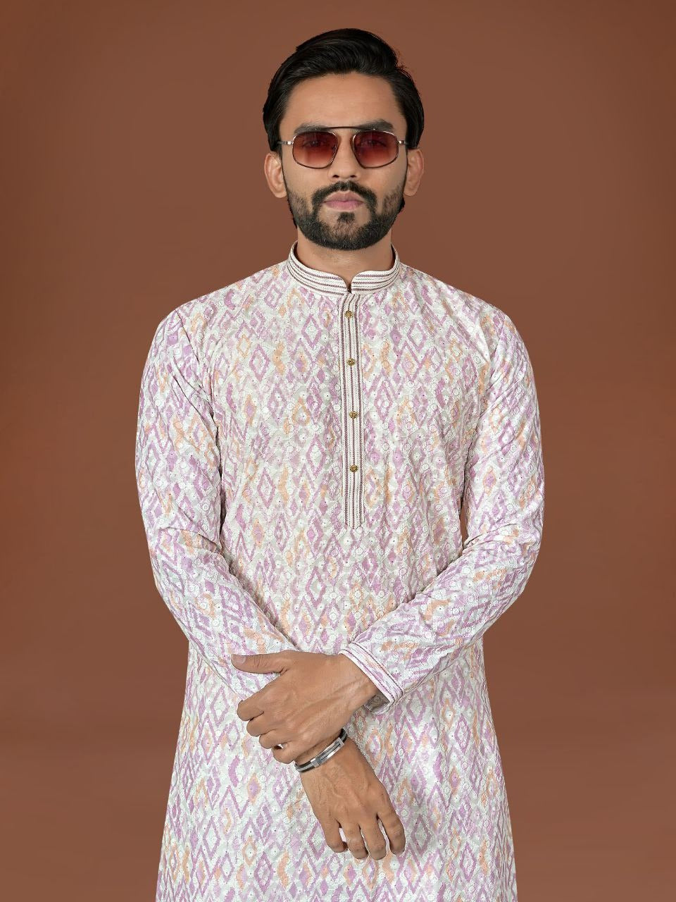 RE Men’s Designer Lucknowi Cotton Set – Extraordinary Digital Print Collection