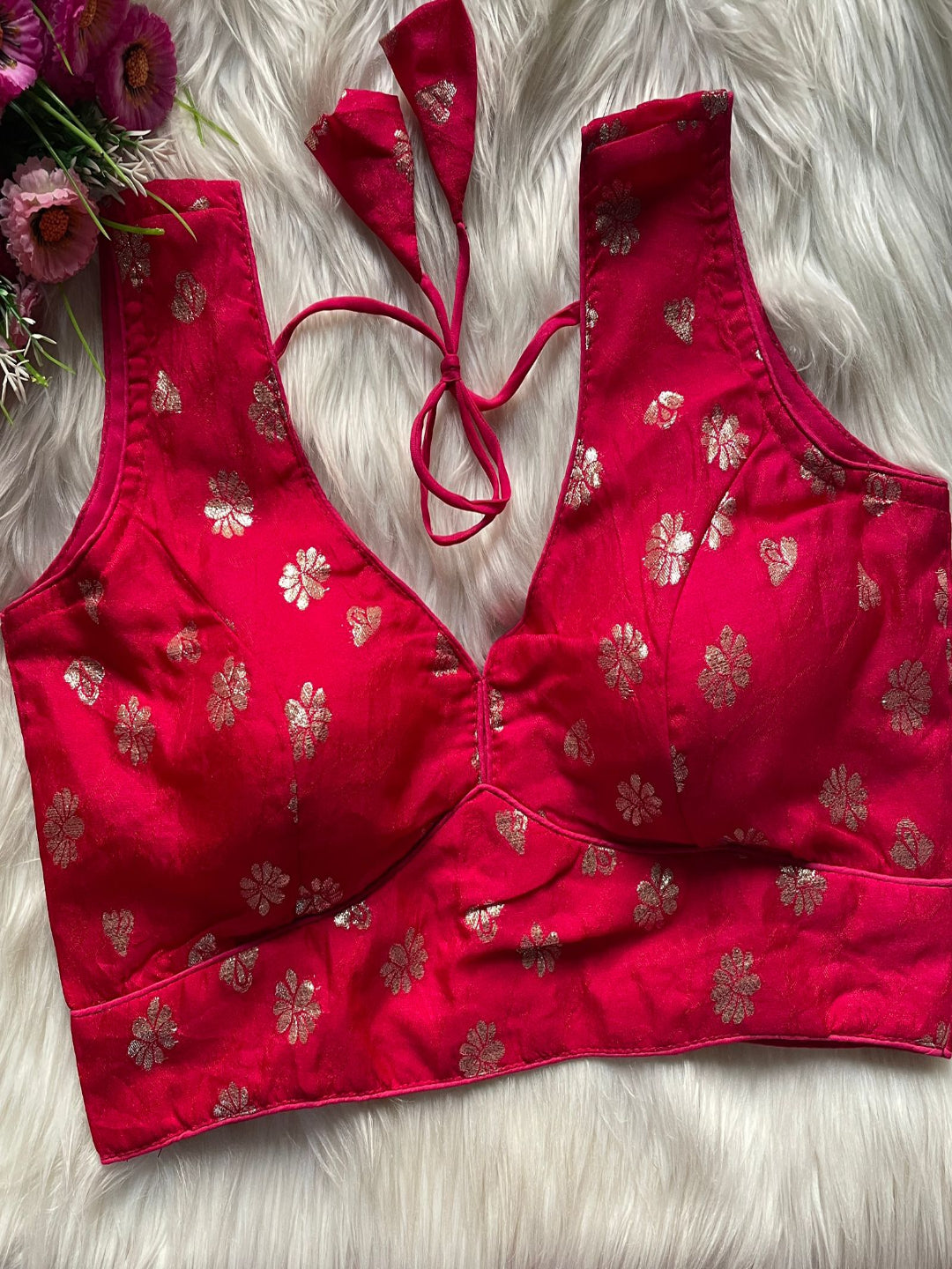 ES Designer Dola Silk Jacquard Partywear Blouse – Intricate Cosmos Viscose Weave