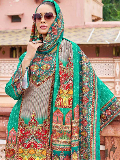 YNF Pure Crape Silk Fully Stitched Sharara Suit with Digital Print & Real Mirror Work