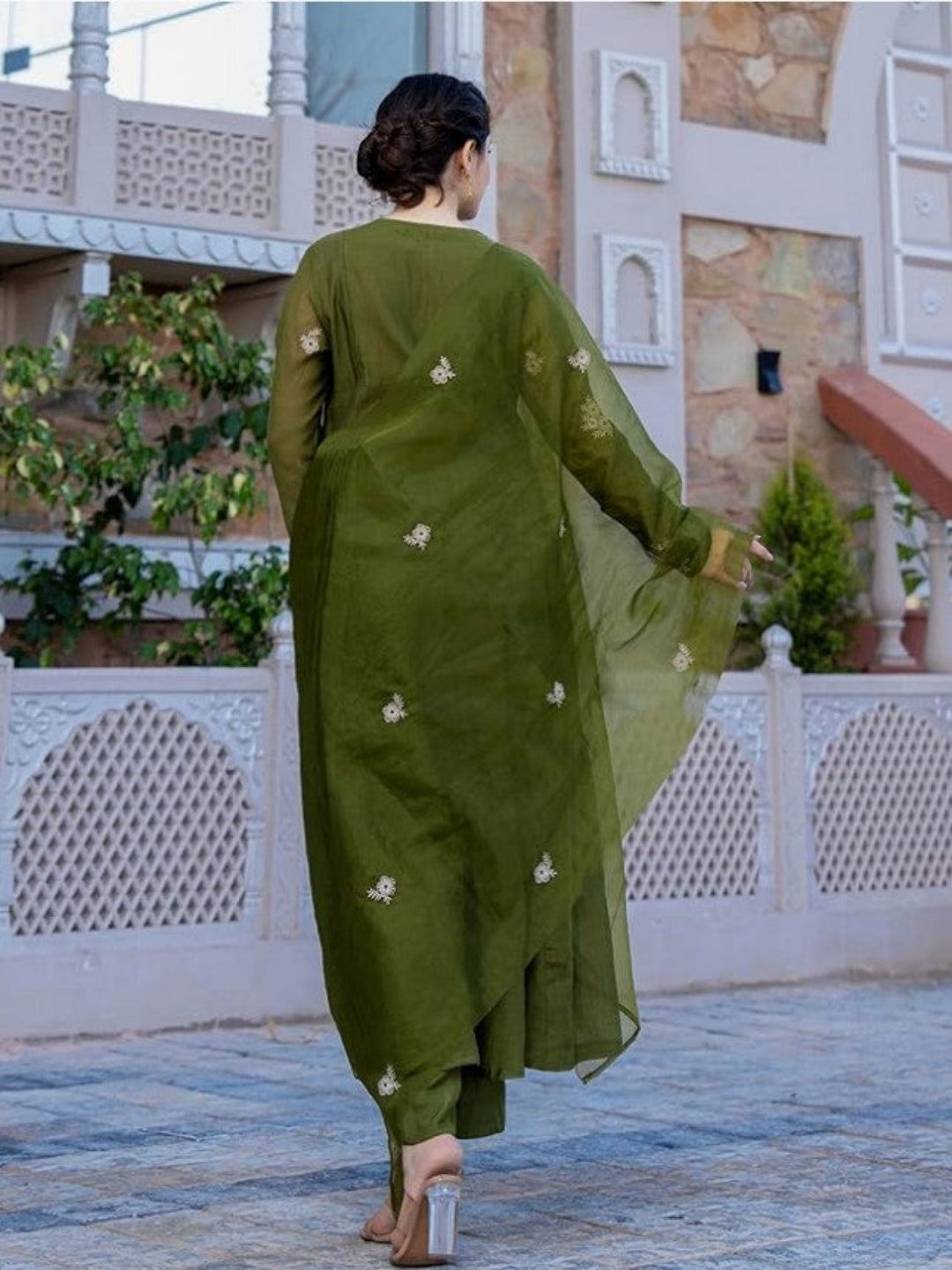 AA Viscose Silk Anarkali Kurta Set with Chanderi Dupatta and Pant