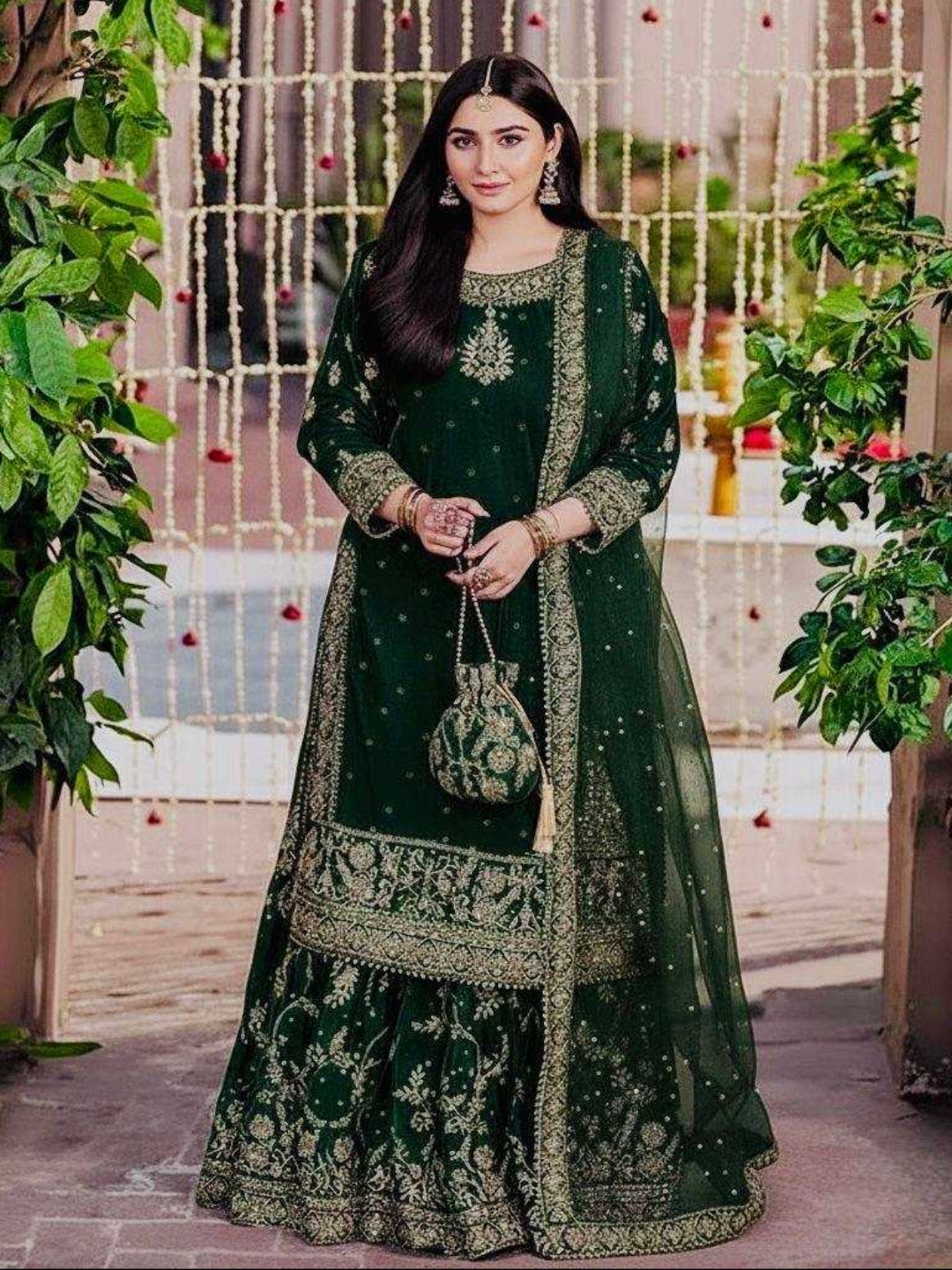 SS Exclusive Premium Velvet Sharara Set with Heavy Handcrafted Dupatta