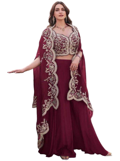 YNF Luxury Premium Silk Embroidered Palazzo Suit & Western Party Wear