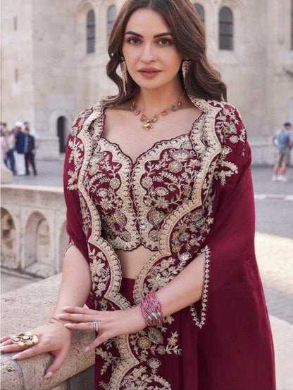 YNF Luxury Premium Silk Embroidered Palazzo Suit & Western Party Wear