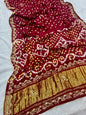 YNF Pure Model Gaji Silk Bandhej Saree with Original Lagadi Patta & Hand Work