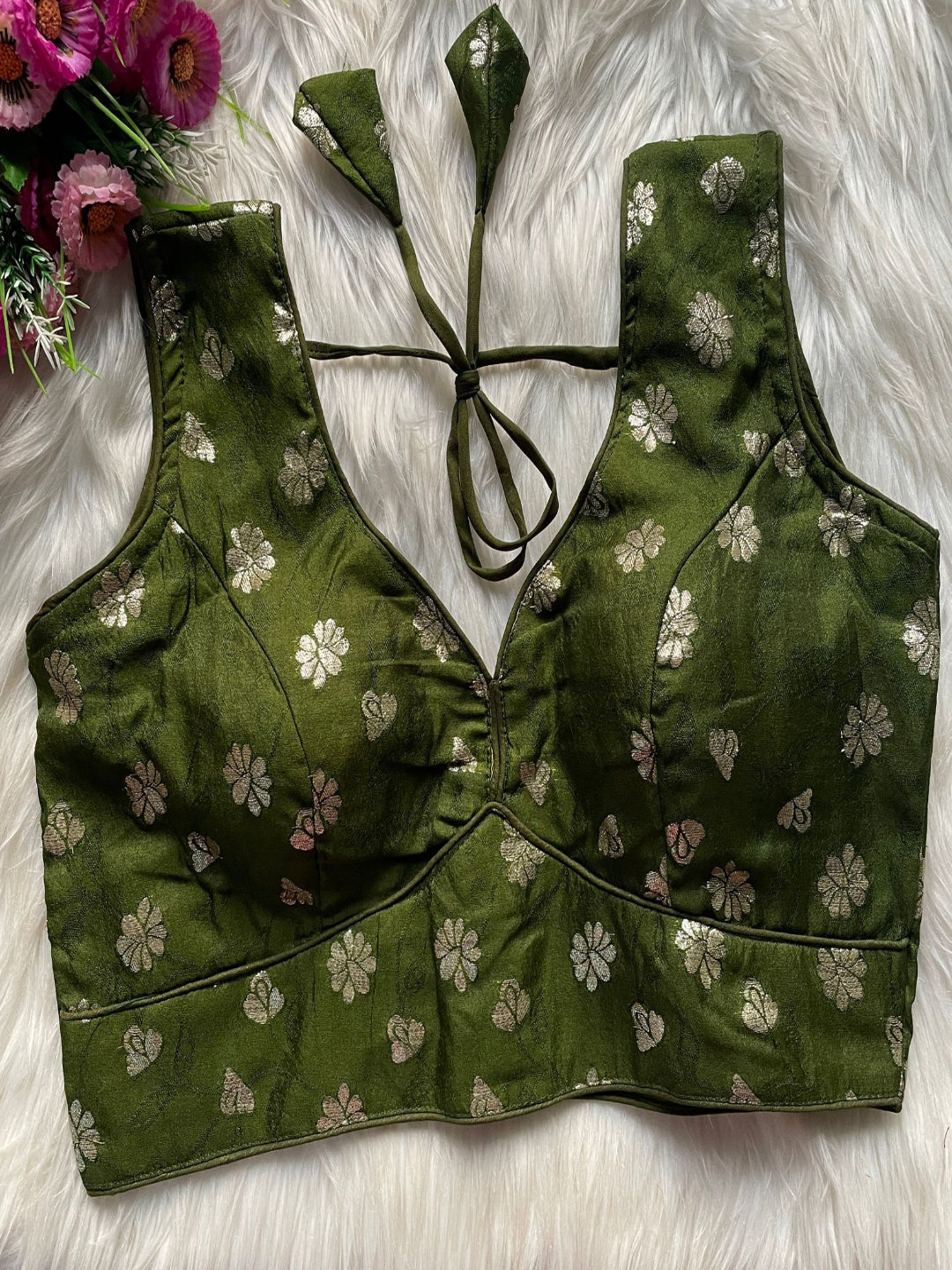 ES Designer Dola Silk Jacquard Partywear Blouse – Intricate Cosmos Viscose Weave