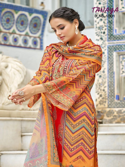 RE Pakistani Digital Print Pure Crape Silk Kurta Set with Original Mirror Work & Palazzo
