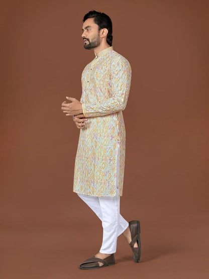 RE Men’s Designer Lucknowi Cotton Set – Extraordinary Digital Print Collection