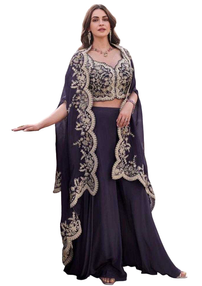 YNF Luxury Premium Silk Embroidered Palazzo Suit & Western Party Wear