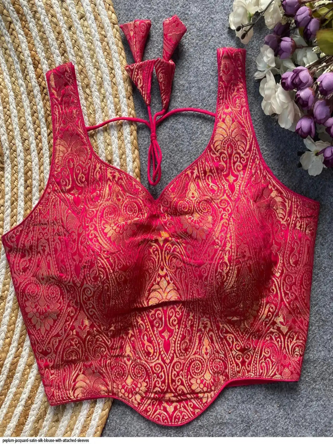 WT Premium Satin Silk Jacquard Designer Blouse in 12 Diff Colors